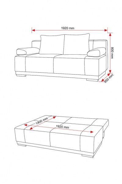 Диван прямий EP-STI Line сірий/жовтий 1920x950x800 мм