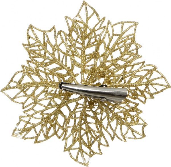 Набор новогоднего декора Пуансеттия ажурная 11 см 3 шт золотая SD16-017G 
