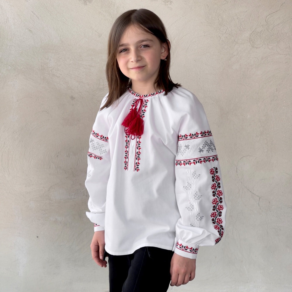 Вышиванка для девочек Эдельвика р.122 белый 161-25/09