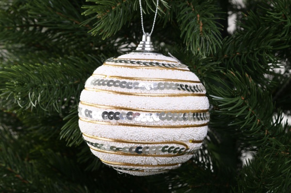 Шар новогодний SD019-51 d 100 мм белый