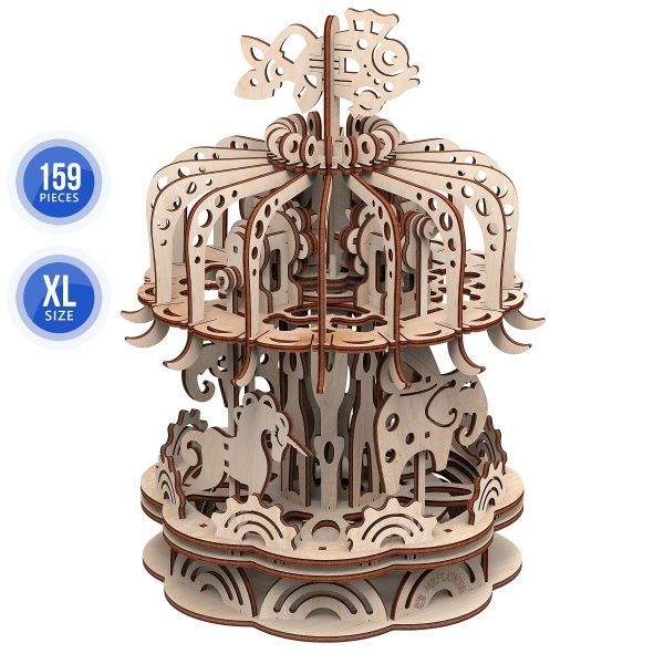Дерев'яний 3D-конструктор Mr.Playwood Карусель механічна 10403