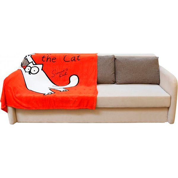 Плед фланель Simon's Red+Grey Cat 160x200 см