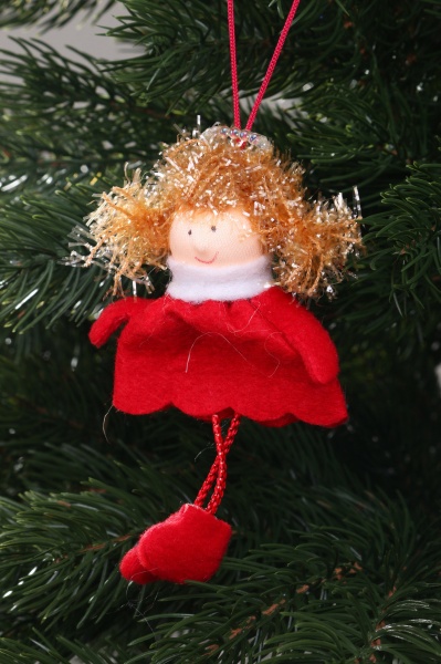 Декоративна підвіска Фея 15 см білий із червоним A-591226