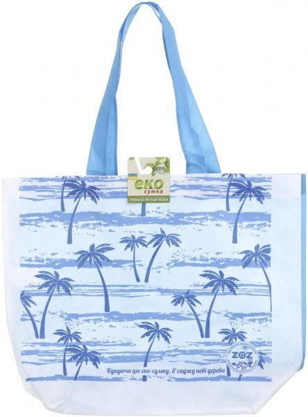 Экосумка Пальмы белый с голубым 
