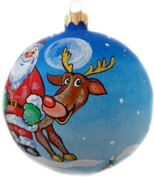 Шар стеклянный Дед Мороз 2 d100 К-411-100 синий