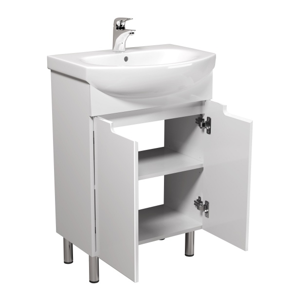 Тумба напольная Мойдодыр Tetris White 60 с умывальником Runa 60 белая