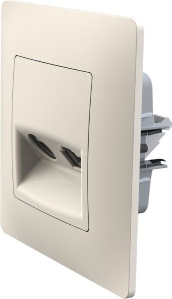 Розетка TV+RJ45 оконечная двойная Plank Electrotechnic Classic/Nordic слоновая кость PLK0911131