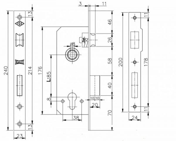 Дверний замок вхідний Kale 152-R циліндровий