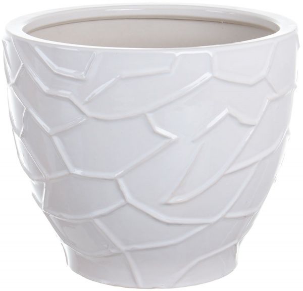 Горщик Viet Thanh Ceramic з блюдцем жатий 29х25 см VT.10842-1 фігурний білий 