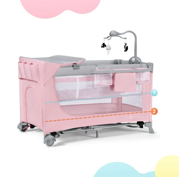 Манеж-ліжко Kinderkraft Leody Pink з пеленатором KCLEOD00PNK00AC
