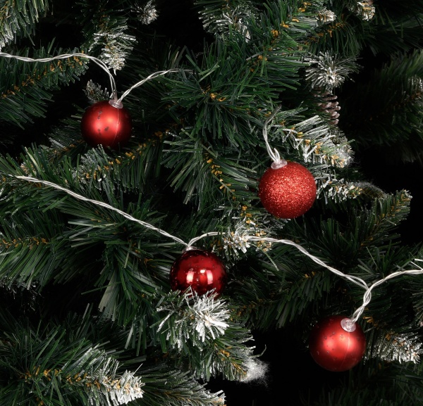 Электрогирлянда линейная с шариками красные встроенный светодиод (LED) 10 ламп 2 м 