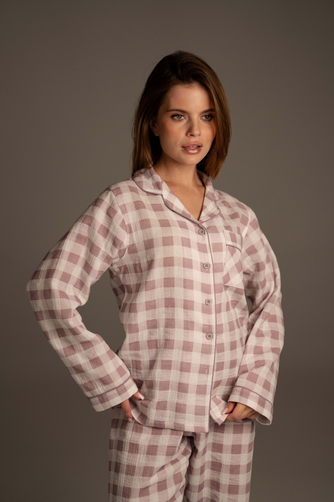 Піжама жіноча German Volf принт клітинка р. S фіолетовий