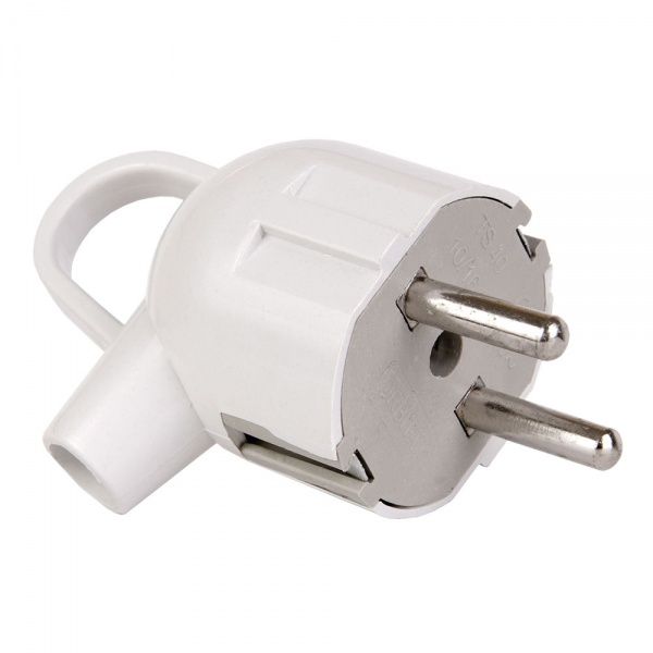 Электровилка штепсельная с ручкой 317WHP с заземлением 220В 10А поликарбонат белый