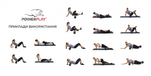 Ролик для йоги PowerPlay PP_4021_Black_90*15 чорний 