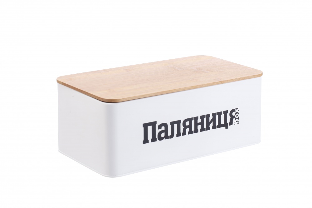 Хлібниця Arino з бамбуковою дошкою білий 33х18х12 см