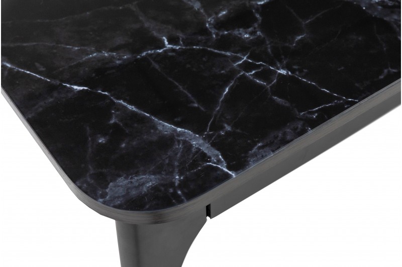 Стол обеденный Сансет 1100(1450)x700x750мм мрамор черный/черный