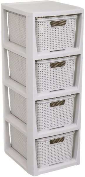 Комод пластиковий BranQ Rattan білий 642x240x295 мм