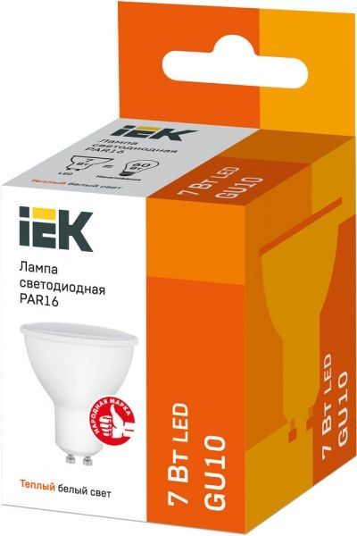 Лампа светодиодная IEK 7 Вт MR16 матовая GU10 220 В 3000 К 