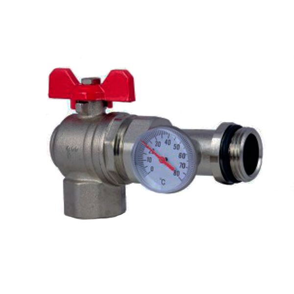 Кран кульовий FADO S.r.l кутовий з термометром 1