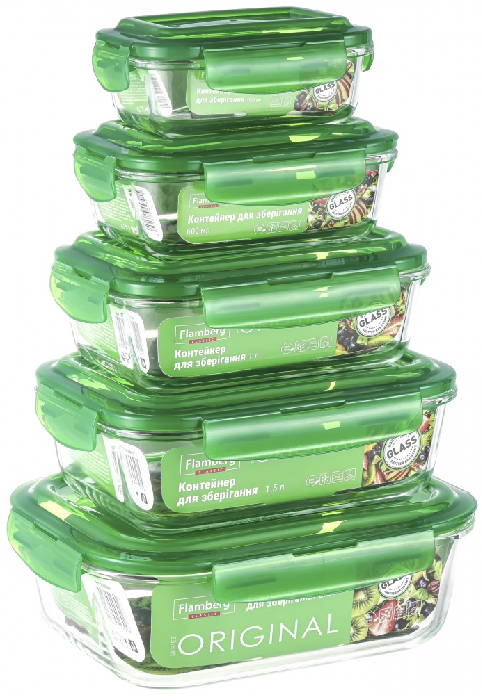 Контейнер для зберігання Flamberg Original Rectangular Green 400 мл