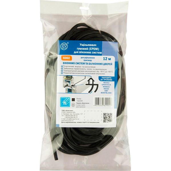 Уплотнитель фигурный резиновый Киевгума К002 (EPDM) 12 м черный 