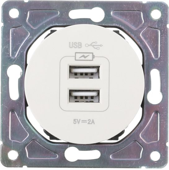 Механізм розетки USB кінцева подвійна HausMark Bela без шторок без кришки крем SNG-SCP.RD20MG2U-CR