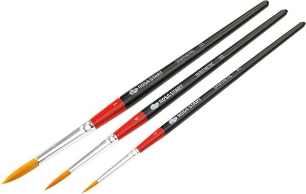 Набор кистей 5 синтетика круглая, 3 шт. Rosa Start 