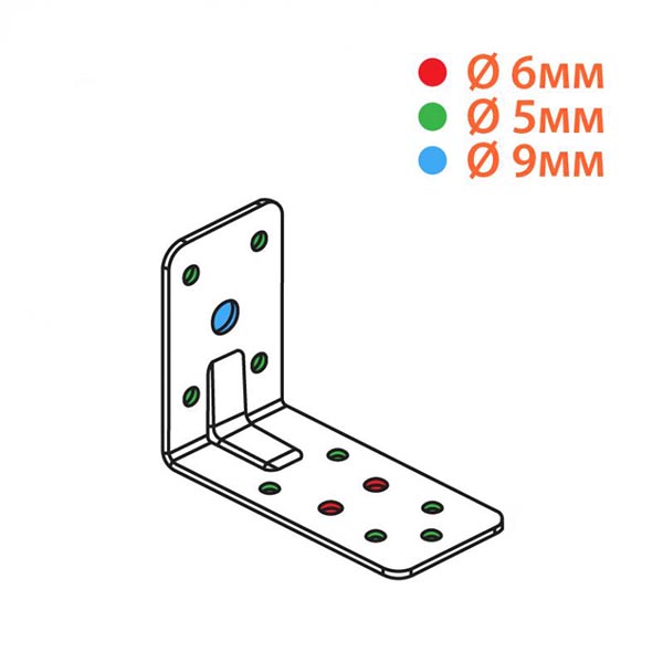 Кутник посилений Kolchuga асиметричний 83x62x40 мм 2 мм