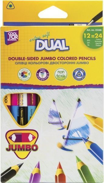 Олівці кольорові Dual Jumbo Extra Soft 12 шт. CF15166 Cool For School