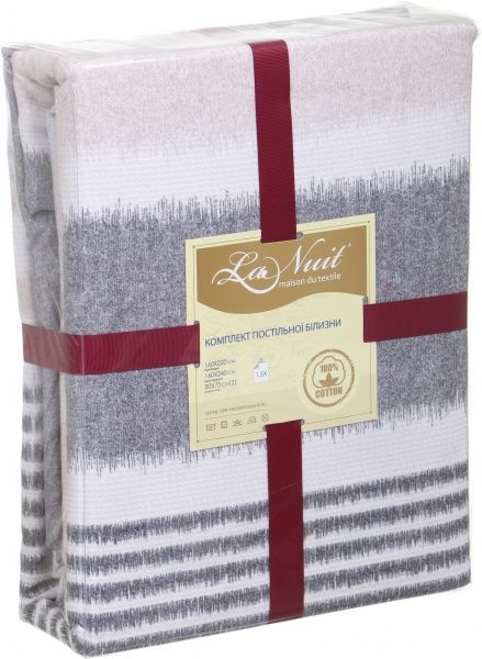 Комплект постельного белья Taupe Stripes 193 TC160x240 бело-серый La Nuit 