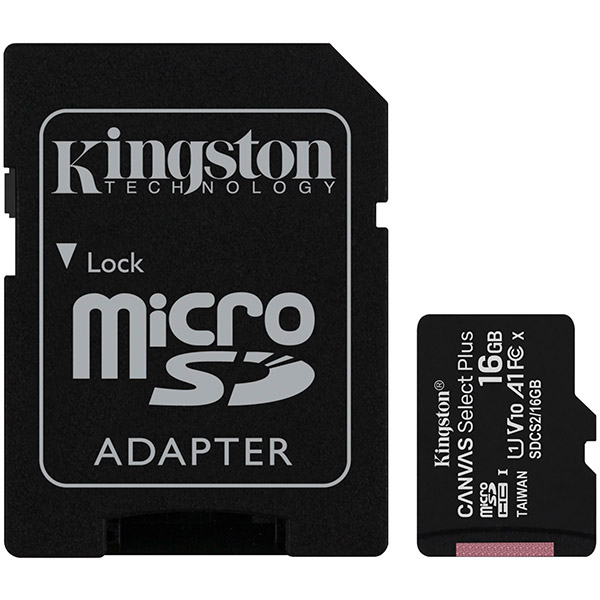 Карта пам'яті Kingston microSDHC 16 ГБ Class 10 (SDCS2/16GB) Canvas Select Plus UHS-I U1 