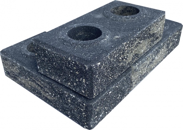 Цегла гіперпресована LEGO-FASAD колота кутова сіро-чорна