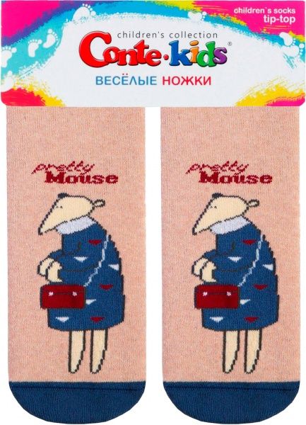 Шкарпетки дитячі Conte-Kids ВЕСЕЛІ НІЖКИ (махрові, проти ковзання) мал. 295 17С-45СП р.20 бежевий з малюнком 