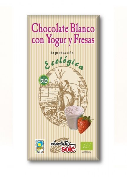 Шоколад Sole білий органічний з йогуртом та полуницею 100 гр