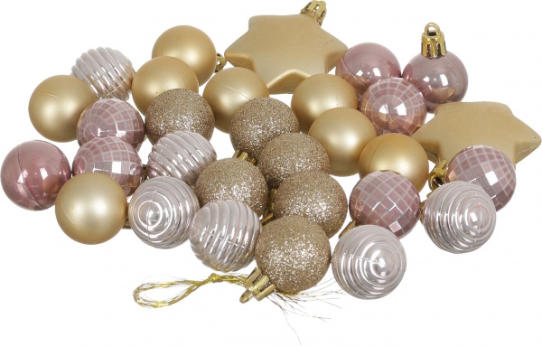 Набор новогодних украшений CAN222530 розовый 33 шт./уп. 