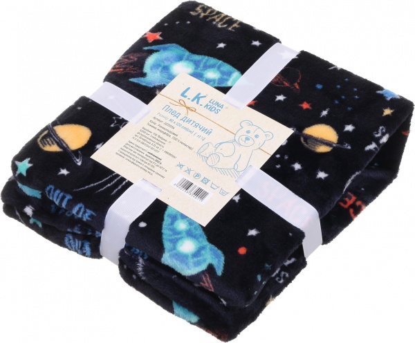 Плед Luna Kids Космос велсофт 100x120 см разноцветный 