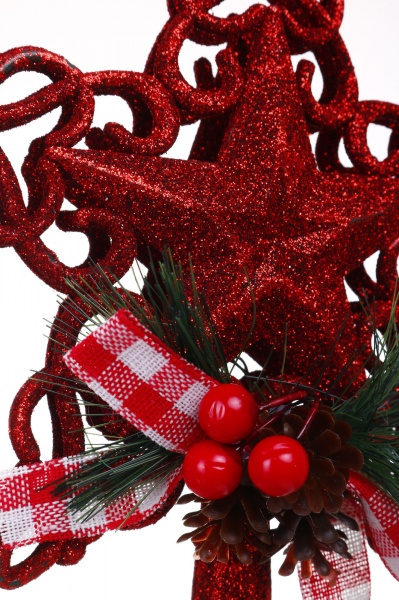 Верхушка для елки 17х15 см LD21029R глянцевая красный 