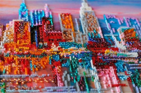 Набор для вышивания бисером на натуральном художественном холсте Вечерний город АВ-637 Абрис Арт 