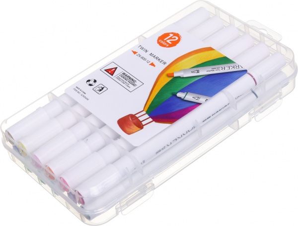 Набір маркерів професійних двосторонніх ZX-600-12 різнокольоровий 