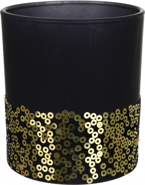 Свічник-стакан скляний з золотим принтом 7х7х8 см ABT612170