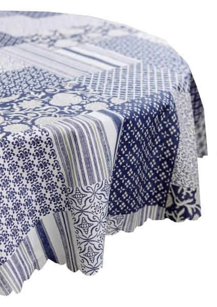 Скатерть водонепроницаемая Пьетра синяя d136 136x136 см Прованс 