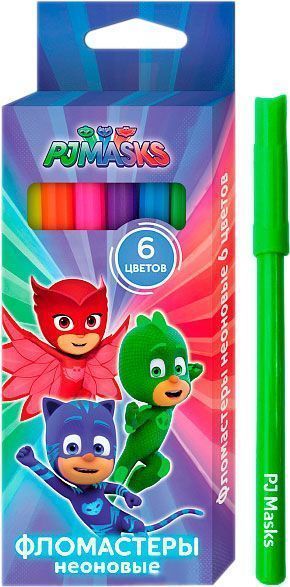 Фломастеры Герои в масках неон 6 шт. 120264 Перо