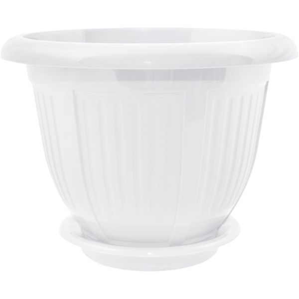 Горшок пластиковый Алеана Волна круглый 3,8л белый (112046) 