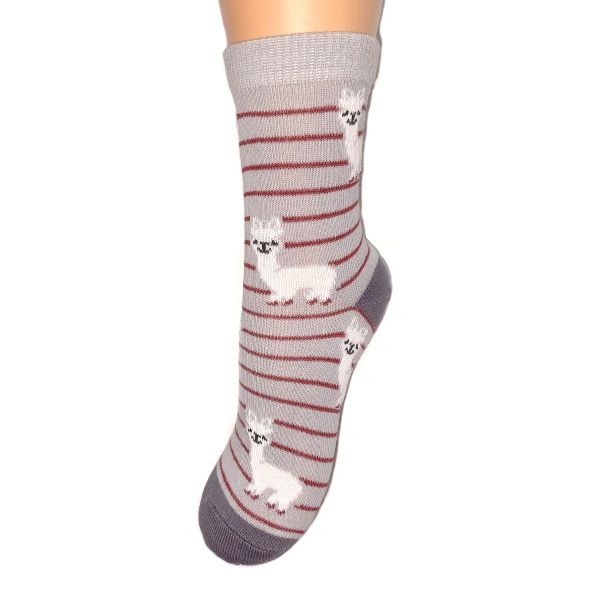 Комплект носков Molly Лама + Единорог бордовый бортик р.16–18 серый 