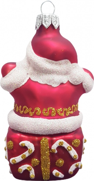 Ялинкова іграшка Юріта Дід Мороз на подарунку червоний 10,1 см 1003M