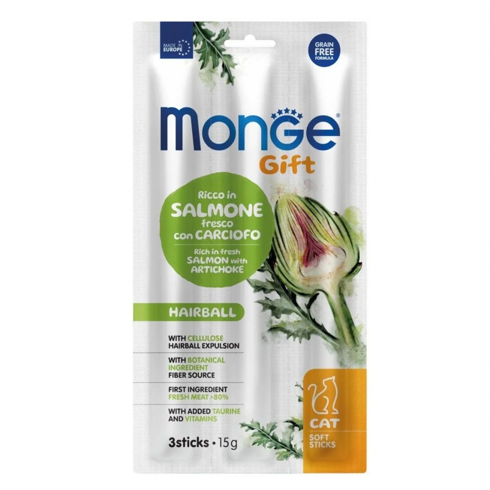 Ласощі Monge Gift hairball сьомга з артишоком 15 г