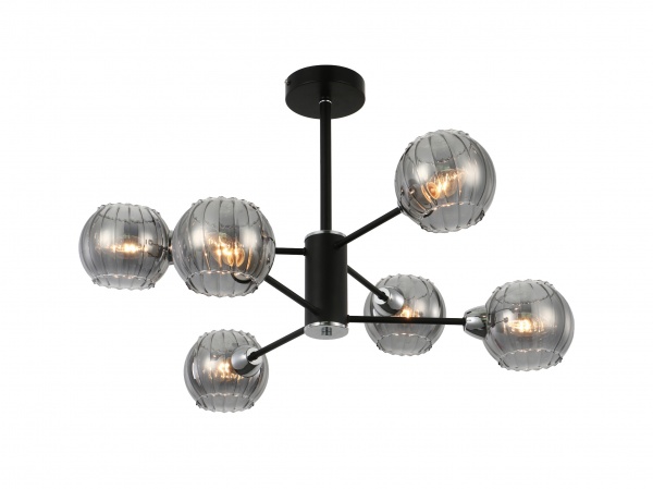 Люстра стельова WunderLicht 6x60 Вт E14 чорний KK5018-46