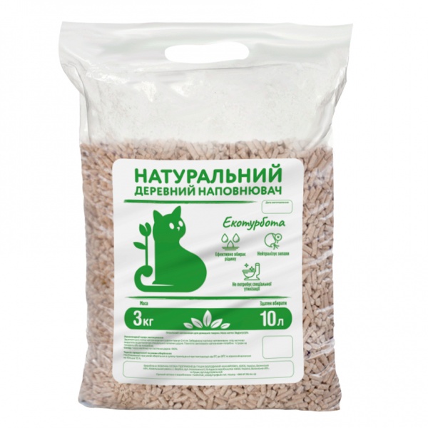 Наполнитель для кошачьего туалета Екотурбота натуральный 3 кг 