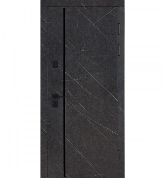 Двері вхідні Булат Ультра (квадро) 542 Мармур графіт / білий 2050x850 мм ліві
