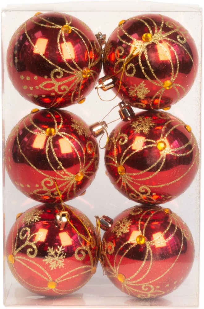 Набор елочных шаров Орнамент d 80 мм 6 шт./уп.